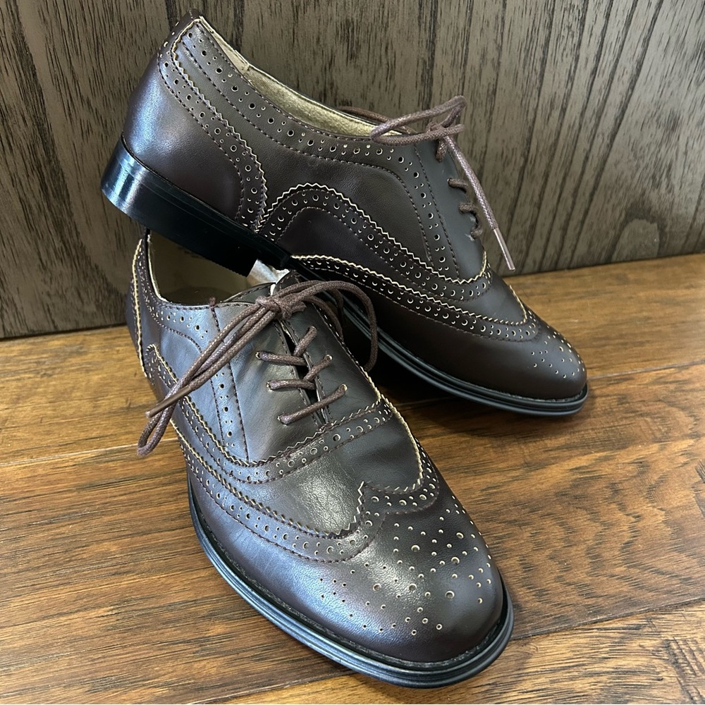 Wanted “BABE” Oxford Wing Tip Dark Brown Size 6.5